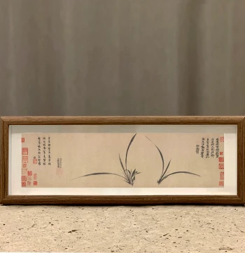 Yuan Zheng Sixiao's Ink Orchid Painting - Desktop Art for Office Decor, Traditional Chinese Bird-and-Flower Style, New Chinese Minimalist Zen Gift