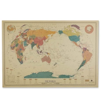Vintage Kraft Paper World Map (Chinese & English) - Mark Your Travels, Study or Office Decor