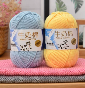5-Ply Milk Cotton Yarn Ball, Medium-Weight for Baby Dolls, Scarves, Crochet & DIY Knitting Kit