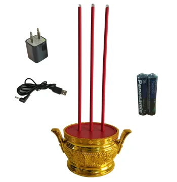 Battery-Powered and Plug-In Dual-Use LED Electronic Incense Burner - Home and Temple Use for Buddha Offerings, Rituals, and Candle Lamps (Guanyin, Guan Gong)