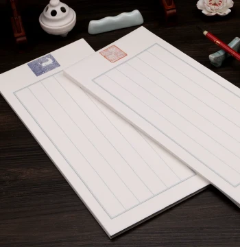 Antique-Style Small Regular Script Xuan Paper, Vertical Ruled Huanhua Letter Sheets, Seal Pattern, Semi-Sized 2cm Grid for Calligraphy Practice & Creation, Ideal for Beginners, Poetry & Letters