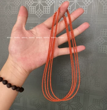 Ultra-Fine Natural Southern Red Agate Millet Bead Necklace Persimmon Red Chinese Style Minimalist Collarbone Chain Pendant Rope Choker