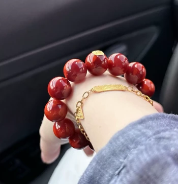 Original Natural South Red Agate Ox-Blood Red Large Beads, Sichuan Material Flame Red Large Beads, Zhagilam Bracelet for Men and Women