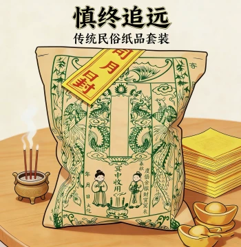 Traditional Folk Paper Set: Qingming Ancestral Worship Gold and Silver Paper Ingots, Solemn Memorial Ritual Supplies