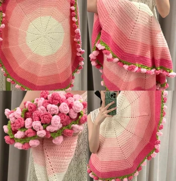 Viral Gradient Rose Blanket Hand-Woven Bouquet Kit (Small) - DIY Knitting Yarn