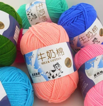 Baby 5-Ply Milk Cotton Self-Knit Scarf Kit, Medium-Weight Yarn Balls for Blankets, Crochet & DIY Handmade Weaving