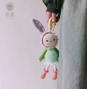 DIY Hand-Knitted Candy Elf Rabbit Doll Kit with Crochet Hook - Viral Bunny Plush