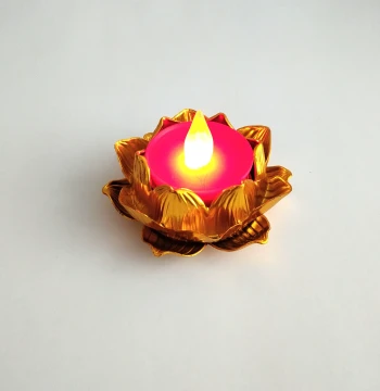 LED Electric Candle Electronic Lotus Lamp - Long-Lasting Battery-Powered Buddha Offering Light for Worship, Parties, Smoke-Free Temple or Home Use