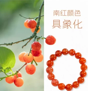 Natural Sichuan Southern Red Agate Cherry Red Round Bead Single-Loop Bracelet - Women's Southern Red Hand Jewelry Gift