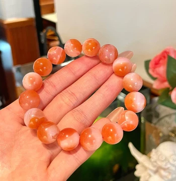 Linguanying Natural South Red Agate Red-and-White Material Prayer Bead Bracelet, Premium Collectible, Unisex, Birthday Year New Year Gift