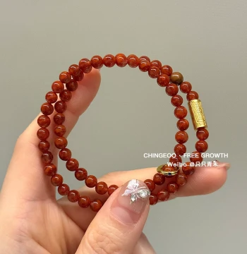 Zhizhi Qinghe [Luoshen Bead] Original Chinese Design Daliang Mountain Southern Red Agate Persimmon Red Energy Column Bracelet