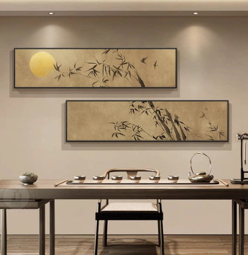 New Chinese Style Tea Room Decor Art - Song Dynasty Aesthetic Bamboo Wall Hanging for Living Room, Sofa Background & Office