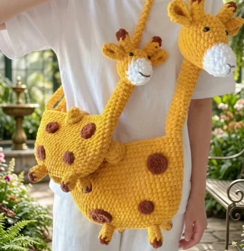 Handmade DIY Giraffe Bag Kit - Children's Crochet Crossbody Bag with Ice Bar Yarn for Doll Gifts