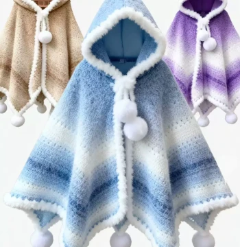 Seven Stars Poncho DIY Crochet Gradient Wool Yarn Blanket Shawl Cape Hand Knitting Kit