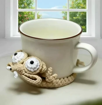 Cute Squirrel Coaster Hand-Knitted DIY Crochet Yarn Material Kit, Coffee Cup Mat Decorative Gift