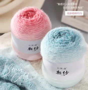 Long-Plush Gradient Yarn Rose Blanket Kit for Hand Knitting, Crochet Hats, Scarves, and Shawls