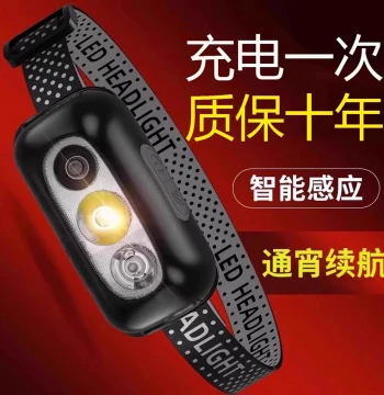 Rechargeable Ultra-Bright Headlamp with Motion Sensor, Lightweight Long-Lasting Light for Night Fishing and Outdoor Camping
