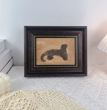 Chang Yu Golden Leopard Ornament Office Study Living Room Bedroom Entryway French Vintage Framed Wall Art Decorative Painting