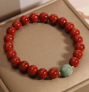 Women's Southern Red Agate Bracelet, Niche Light Luxury Vintage Jade Beaded Strand, Gift for Girlfriend or Best Friend
