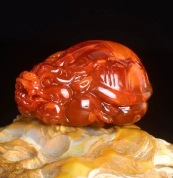 Natural Southern Red Agate Pendant, Flame Red Dragon Turtle and Pixiu Charm, Unisex Birthday Gift Jewelry with Certificate