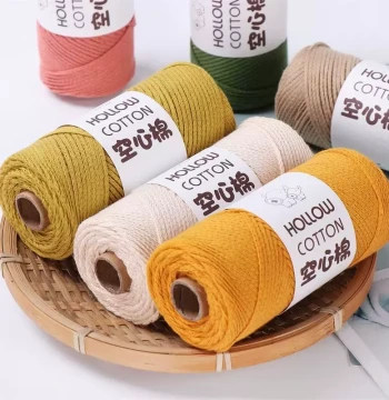 Hollow Cotton Blend Yarn 150g - Medium-Thickness Round Strand for DIY Crochet Hats, Bags, and Dolls