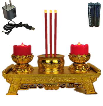 Dual-Power LED Electronic Candle and Electric Incense Burner with USB Supply - Smoke-Free for Worship, Tomb Sweeping, and Buddhist Rituals