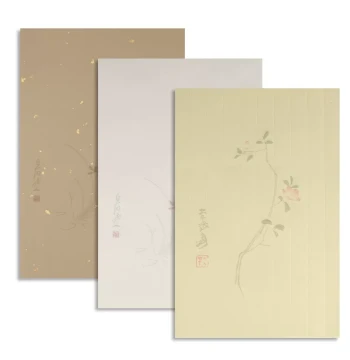 Ancient Style Xuan Paper Letter Sheets for Small Regular Script Calligraphy, Soft & Hard Brush Paper, Exquisite Orchid Pattern Stationery with Gold Powder, Vintage Leather Finish