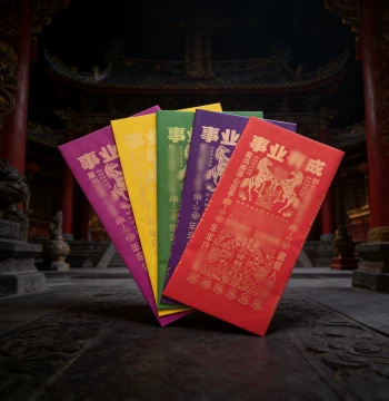New Five-Color Folded Career Gold Paper - Taoist Fire Offering Sacrificial Item with Residual Characters After Burning