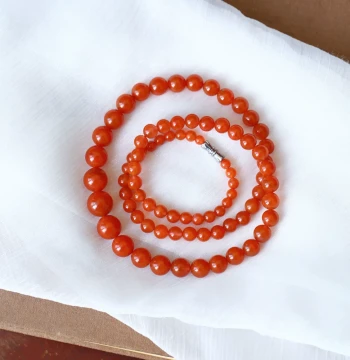 Natural Southern Red Agate Round Bead Pagoda Chain Necklace Cherry Red Raw Ore Sichuan Liangshan Authentic Water-Red Material Sweater Chain