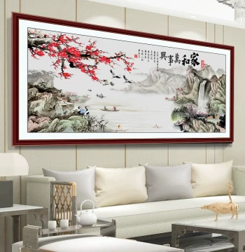 3D Landscape Painting Sofa Background Wall Decorative Art, Wallpaper Stickers, Office Feng Shui Scenery Self-Adhesive Wall Stickers