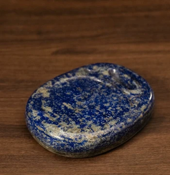 Qing Dynasty Lapis Lazuli Natural-Shaped Inkstone Antique Collectible for Study Desk Display
