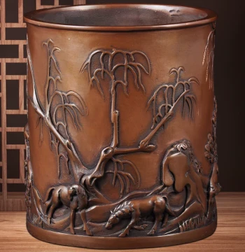 Purple Copper Steed Pen Holder Ornament for Study Desk Decor - Ideal Gift for Teachers and Colleagues