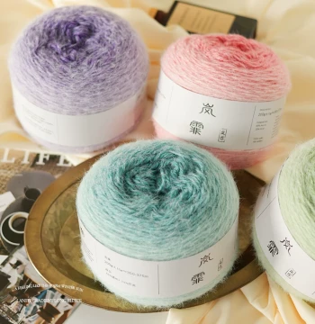 Lanfei Gradient Long-Pile Yarn, Cake Yarn for Hand Knitting Scarves, Clothes, Hand-Spun Bouquets, Blankets, Material Kit