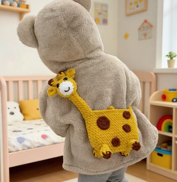 Hand-Crocheted Giraffe Yarn Bag DIY Kit, Kids' Crossbody Bag, Crochet Doll Gift, Ice Bar Yarn