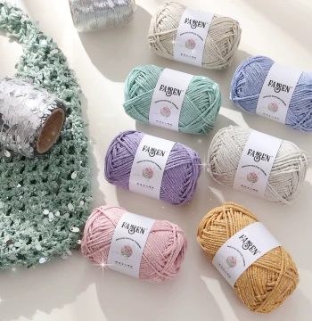 Shimmer Silver Hollow Cotton Yarn Ball DIY Knitting Kit with Crochet Hooks for Scarves and Sweaters