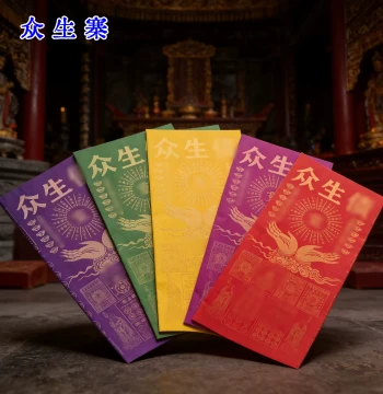 New Five-Color Hand-Folded Taoist Sacrificial Paper - Leaves Characters After Burning for Festivals