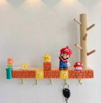 Entrance Key Hook Mario DIY Kit No-Drill Adhesive Back-of-Door Hallway Key Holder Trace-Free