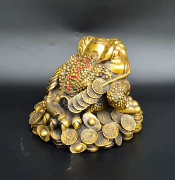 Jisu Brass Pure Copper Antique Golden Toad Desk Ornament for Study and Office, New Arrival with Free Shipping
