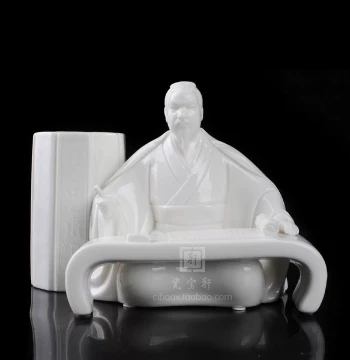 Sun Tzu Pen Holder - Dehua Ceramic Study Supplies, Unique Office and Study Decor, Master Artist Gift