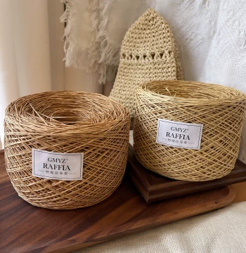 One Skein, One Hat: Ultra-Fine Raffia Yarn DIY Kit for Hand-Crocheted Straw Hats and Bags, Natural Raffia