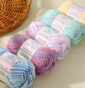 Yaou Flower Cotton 4-Ply Space-Dyed Milk Cotton Hand Knitting Scarf Crochet Blanket DIY Kit Baby Yarn