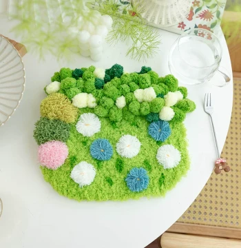 Crochet Moss Coaster DIY Material Kit with Tools: Casual Holiday Craft Decor for College Students
