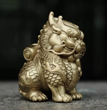 Pure Copper Qilin Book Support Desktop Ornament Study Paperweight Creative Collectible Tea Pet Men's Gift