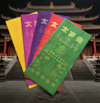 2026 New Five-Color Tai Sui Folding Paper with Gold Print – 45 Sheets for Daoist Rituals & Offerings