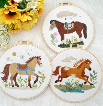 Fingertip Intangible Cultural Heritage Lu Embroidery DIY Hand Embroidery Material Kit: 2026 Year of the Horse New 3D Fabric Embroidery Craft Set