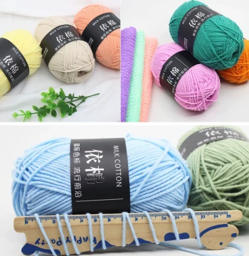 4-Ply Milk Cotton Yarn for Baby Self-Knit Scarves, Medium-Weight Yarn Balls for Blankets, Crochet DIY Wool Hand-Knitting Material Kits