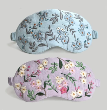 Forget-Me-Not Pinecone Eye Mask, Handmade DIY Linen Fabric Embroidery Material Kit, Homemade Gift Set for Boyfriend