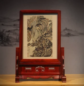Rosewood Insert Screen Four Treasures of the Study Antique Style Collectible Ming Qing Study Solid Wood Picture Frame Photo Frame Stand Screen Table Screen Ornament