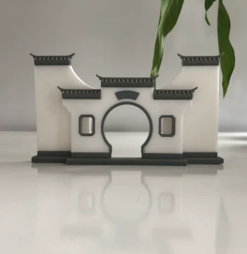 Miniature Landscape Moon Gate Resin Model for Desktop Decor in Traditional Chinese Style