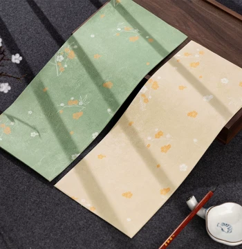 Batik Blank Thickened Small Regular Script Calligraphy Paper - Ancient Style Colored Chinese Painting Xuan Paper, Semi-Sized for Soft Brush, Small Artworks, Bookmarks, Memo Pads, Letters, Floral Paper, Handwritten Notes